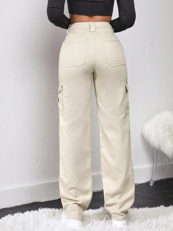 Image of Amazon Brand - INKAST Women Multi-Pocket Denim Cargo Pants Casual Fit Stylish Trousers