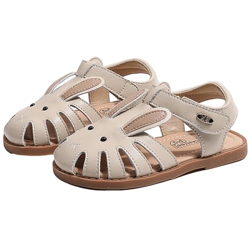 Image of WUIWUIYU Toddlers Little Girls T-Strap Hook&Loop Dress Strawberry Summer Shoes Closed Toe Carrot Sandals