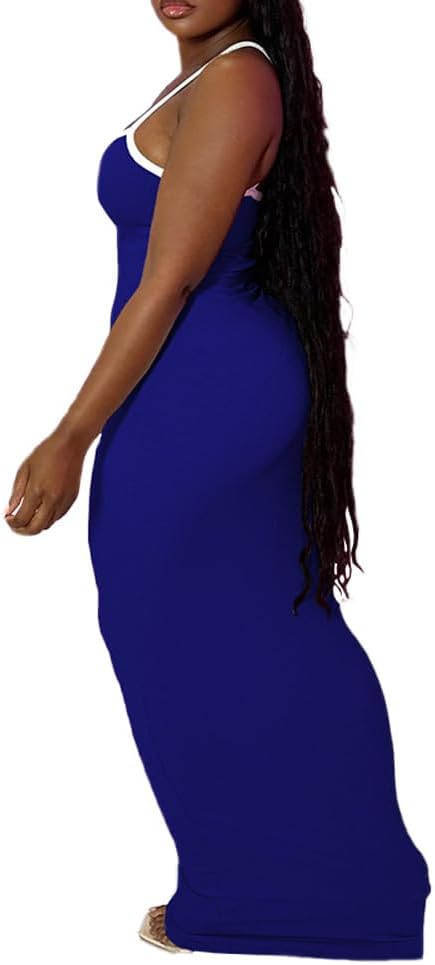 PINSV Women Summer Long Dress Casual Slip Sexy Slim Sleeveless Bodycon Maxi Dresses for Women - Image 3