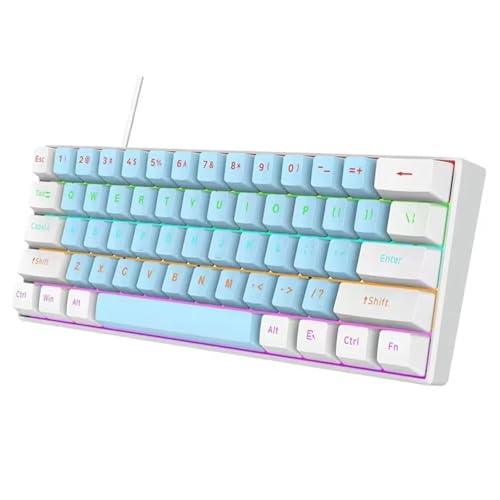 Clavier mécanique filaire interrupteur rouge 61 touches de jeu blanc