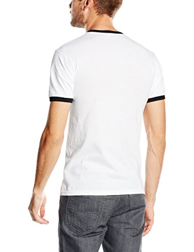 Marvel Civil War Hex Shield Ringer Camiseta, Multicolor (White/Black), Medium para Hombre