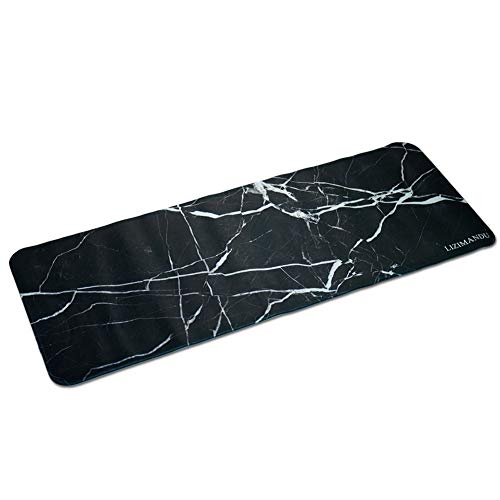 LIZIMANDU Gaming Mouse Pad,Extended Large Pattern Anti Slip Stitched Edges Long XXL Mousepad,Desk Pad Keyboard Mat, Non-Slip Base, Water-Resistant, for Gaming,Office & Home (1-Black Marble, 1 Pack)