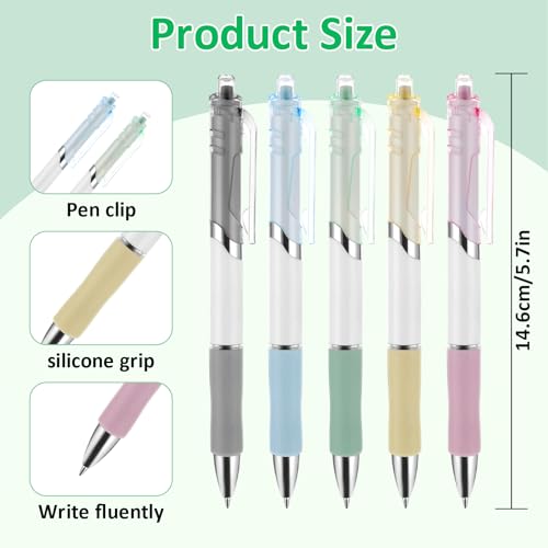 Amabro 5 bolígrafos gel 0.5mm tinta negra retráctil miniatura 6
