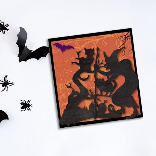 Miniatura 3 de Troqueles de corte de bruja de Halloween, plantillas de troqueles de gato murciélago para árbol de metal para hacer tarjetas, manualidades, álbumes