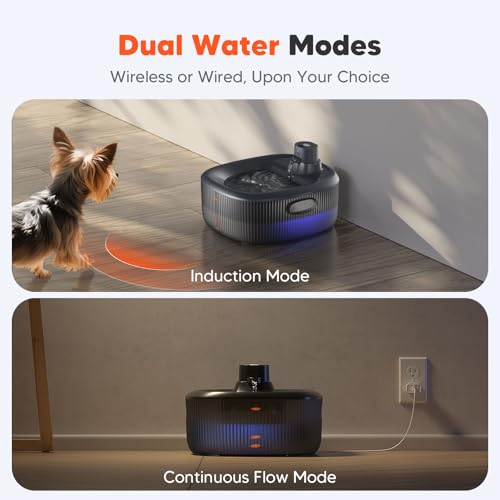 Image of WOPET Wireless Dog Water Fountain for Large Dogs, 6L /205oz Dog Water Bowl Dispenser with 5000mAh Battery Operated, W600 Pro Cordless Pet Fountain for Dogs&Cats with Motion Sensor, Ultra Quiet Pump