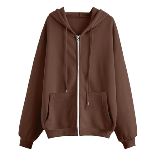 Teen Girls Oversized Hoodie Zip up Preppy School Hooded Coats Kids Fall Casual Fleece Sweatshirts Clothes with Pockets3