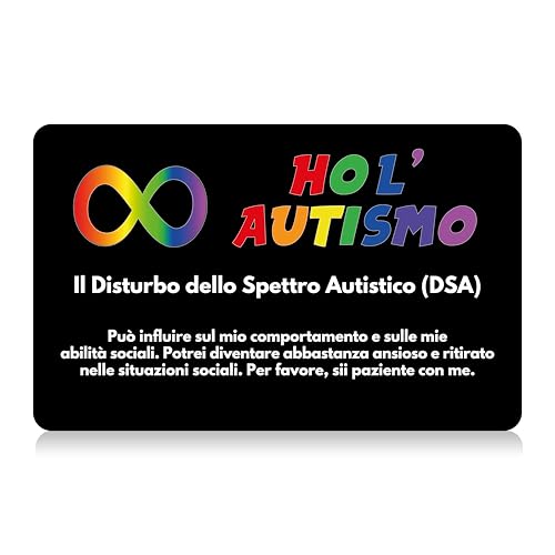 Carte de contact autisme spectre du trouble TSA avec cordon d'urgence design 1