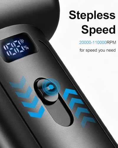 Kesora Compressed Air Duster, 11K RPM Stepless Speed Mini Turbo Fan with LED Display & Lighting Lamp, Cordless Dust Remover for PC Keyboard, Outdoor, Camera Lens, Computer Case, Air Bed, Black - image 4