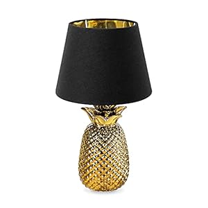 Navaris tafellamp in de vorm van een ananas – 40 cm hoog – decoratieve keramische lamp voor je nachtkastje of salontafel – decoratieve lamp met E27-schroefdraad in het goudzwart., goud/zwart., 40cm