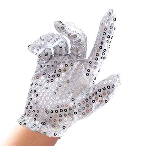 Skeleteen MJ Sequin Glove - White Right Handed Glove Costume Accessory - 1 Piece, White, One Size