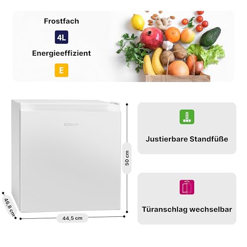 Bomann® Mini Kühlschrank 45L mit Gefrierfach, leise Kühlbox klein für Küche Büro Camping und Gaming, Kühlschrank klein Türanschlag wechselbar - Minikühlschrank Getränkekühlschrank Minibar KB 7245 weiß