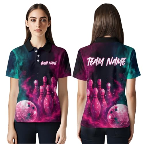 Green and Pink Bowling Shirts for Women Men Team Custom Bowling Jerseys Bowling Polo Shirts & Bowling Quarter Zip Shirts2