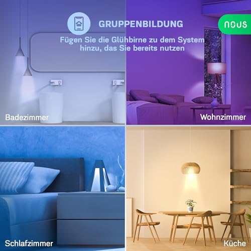 NOUS GU10 RGB LED Lampe, WLAN Glühbirne Alexa, Smart Light Bulb, App gesteuertes Licht, Glühbirne Farbwechsel, LED Glühbirne dimmbar, Smart Life/Tuya App, 2.4GHz WiFi – Bild 5