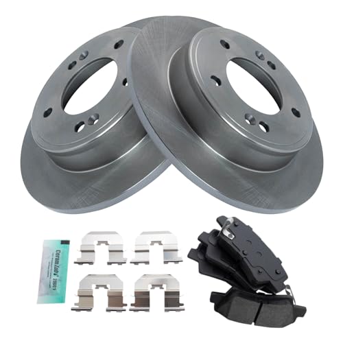Image of TRQ Rear Brake Pad and Rotor Set Semi Metallic Rotors