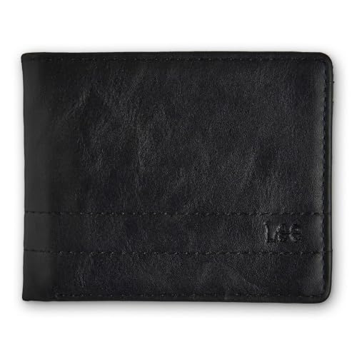 Lee Men’s Bifold Extra Capacity Wallet Casual Everyday Minimalist Cash and Card Holder with Flip ID Window Pass Case (Black)