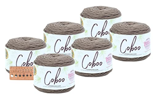 Lion Brand Yarn - Coboo - 6 Pack with Needle Gauge (Taupe)