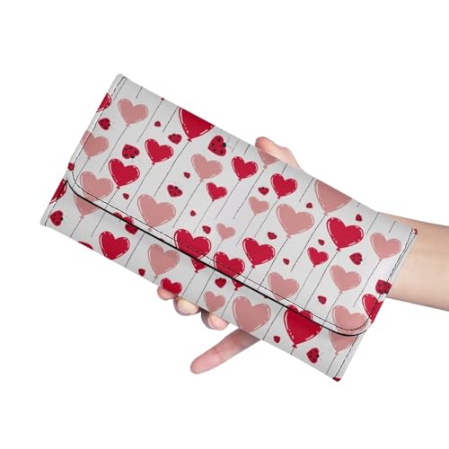 Howilath Valentine's Day Love Balloon Wallets for Women Leather Trifold Ladies Purse Large Capacity Long Clutch Multi Holder Organizer4