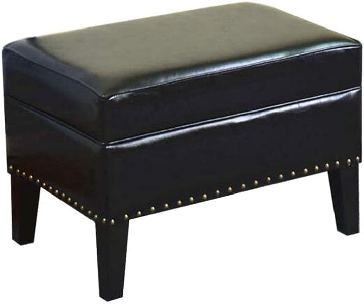 Repose-Pieds carré rembourré en bois massif pour salon 80 cm noir
