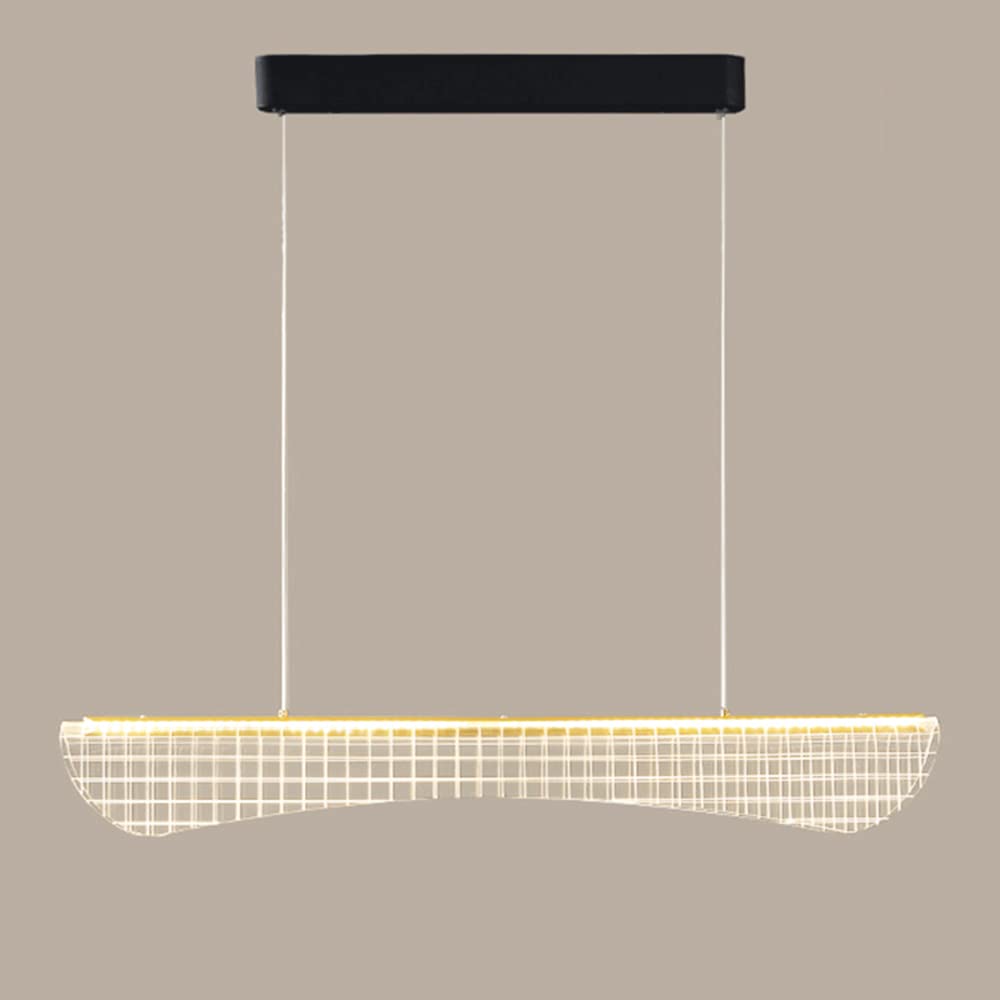 Suspension led moderne 100 cm en acrylique et métal noir pour îlot de cuisine