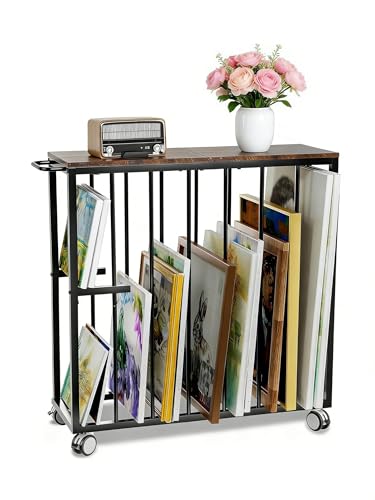 Image of Art Storage Rack, Drying Painting Canvas Rack with Wheels, Rolling Art Print Display Rack with Handle, Art Storage Display Stands for Classroom, Art Studios and Schools