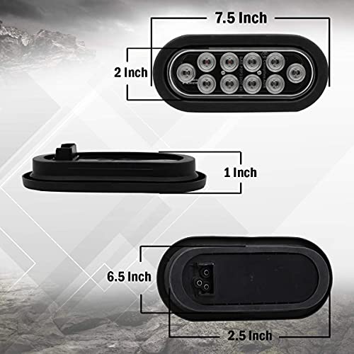 Meerkatt (Pack Of 2 6 Inch Oval Clear Lens Red Side Marker Tail Lights Rubber & Plug Flush Mount Led Waterproof Sealed Bulb 12V Dc Universal Ua12 #TOP2