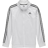 Adidas Boys' Big Zip Front Iconic Tricot Jacket, White, Large