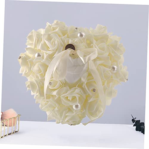 Almohada de anillo de bodas con rosa en forma de corazón pack de 3 cojines PRETYZOOM 7
