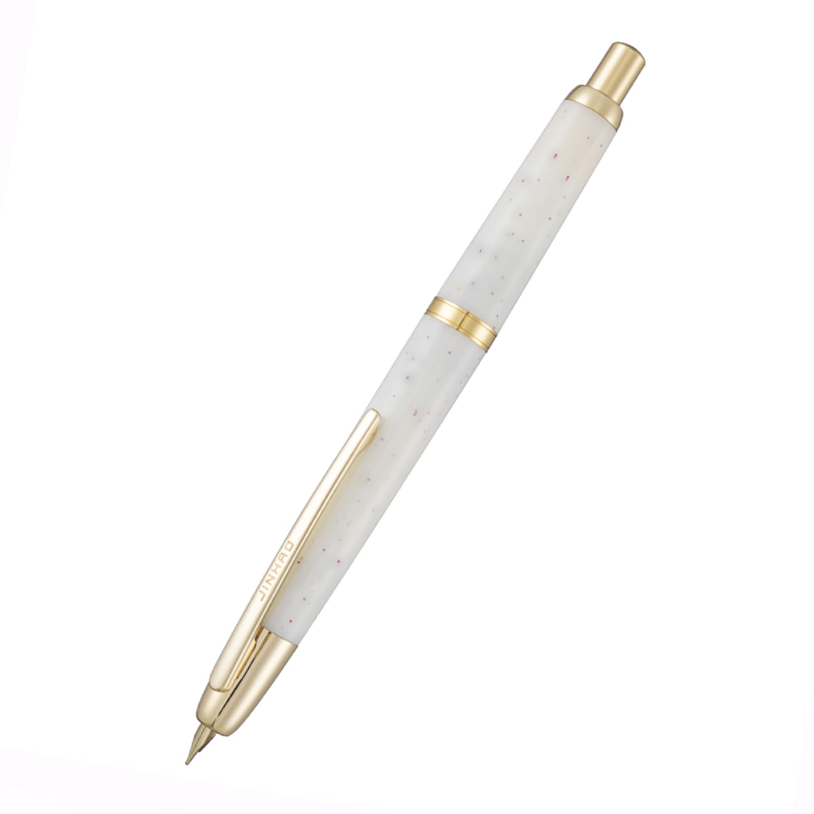 JINHAO 20 Press Fountain Pen Retractable EF Nib Plastic With Clip Writing Ink Converter winter Snow red gold clip