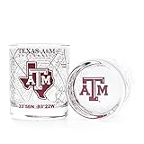 Texas A&M University Whiskey Glass Set (2 Low Ball Glasses) - Contains Full Color Texas A&M Logo &...