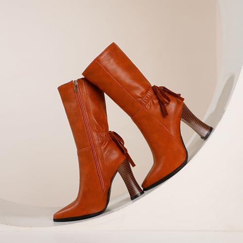Bottes mi-mollet de créateur pour femme avec bout pointu chic