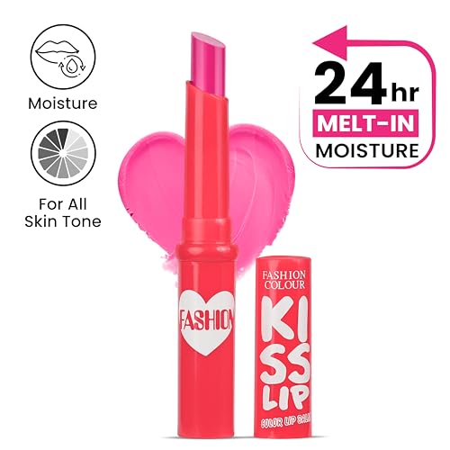 Image of FASHION COLOUR KISS Lip Colour Lip Balm | Lip care Essential | Glossy Tint | Soft and Nourished Lips All day | No Lip Discolouration | Vegan & Cruelty-free | Pack of 2 | Shade 06