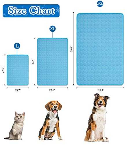 Dogs Self Cooling Mat Pet Chill Cool Pads Blanket Summer Hot Weather Sleeping Kennel Mat,Washable Ice Silk Sleep Mat Pad Non-Toxic Breathable For Large Dogs Cats No Water (Large, Light Blue) #TOP4
