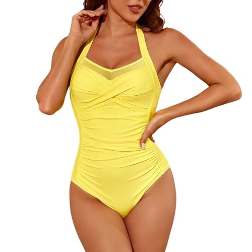 Maillot de bain deux pièces femme rouge taille haute push-up bikini S