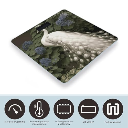 Báscula digital para baño White Peacock con plataforma amplia miniatura 3