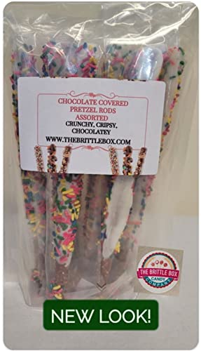 chocolate dipped pretzel rods - Chocolate Covered Pretzel Rods Coated In Chocolate/White Chocolate 50 PC and Mini Chocolate Pretzel Sampler Pack 5 Oz