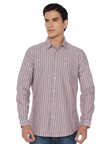 Image of Van Heusen Men Cotton Modern Fit Casual Oxford Stripes Shirts| Effortless Ironing | Superior Fit