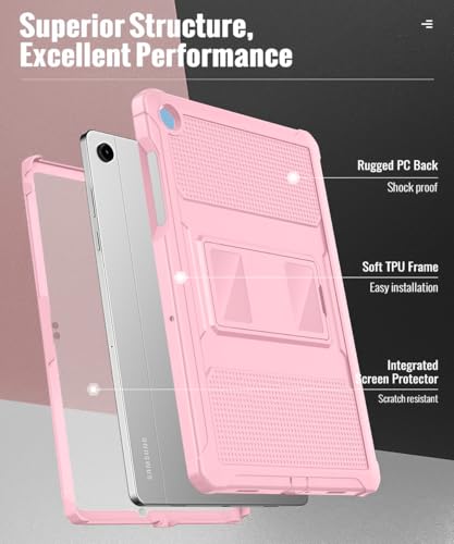 Image of MoKo Shockproof Case Fit Samsung Galaxy Tab A11+ Plus / A9+ 11 Inch | Full Body Rugged Stand Back Cover with Built-in Screen Protector for Galaxy Tab A11+ / A9+ Tablet, Light Pink