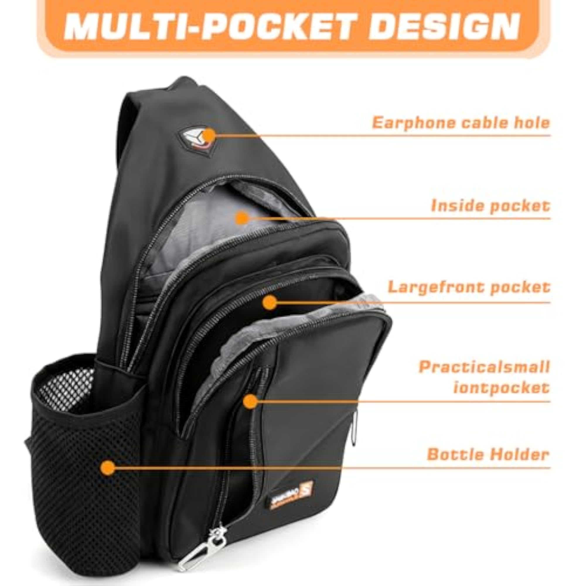 Men's Lightweight Oxford Cloth Sling Bag with USB Charging Port