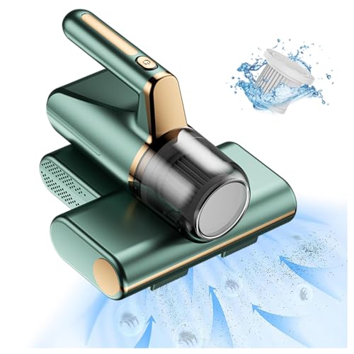 BesBet Aspirador Colchones Antiacaros, Elimina El 99,9% De AléRgenos Y áCaros del Polvo Mattress Cleaner VibracióN De Alta Frecuencia, IluminacióN Ultravioleta Antiacaros,Green