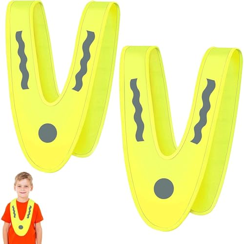 SHOWHEEL Leichte Warnwesten Kinder, 2PCS V-Form Signalkragen,Reflektorweste Kinder,Warnschutzweste kinder, Zur Sicherheit der Waschbar Kostüm Zubehör