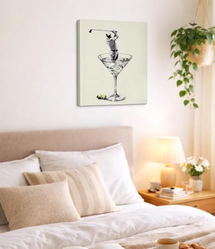 Tableau golf martini en toile idée cadeau originale pour golfeur