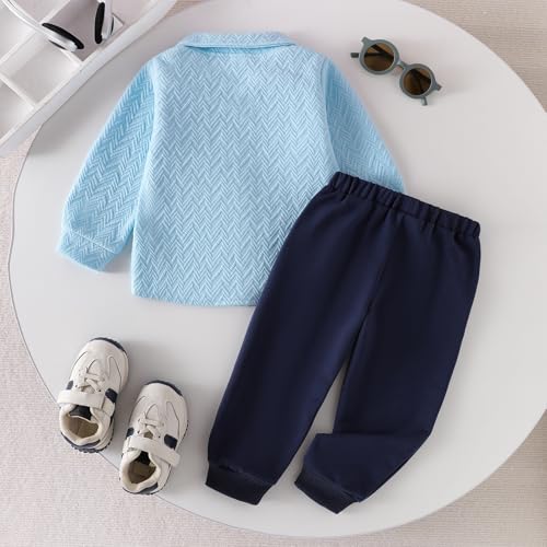 Toddler Boy Clothes Baby Outfits Fall Winter Long Sleeve Button Down Sweatshirt + Casual Pants 2pcs 18 Months - 5T3