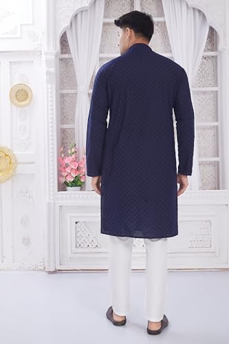 Image of DIVISIVE Men's Thread Embroidered Cotton Only Slim Fit Kurta