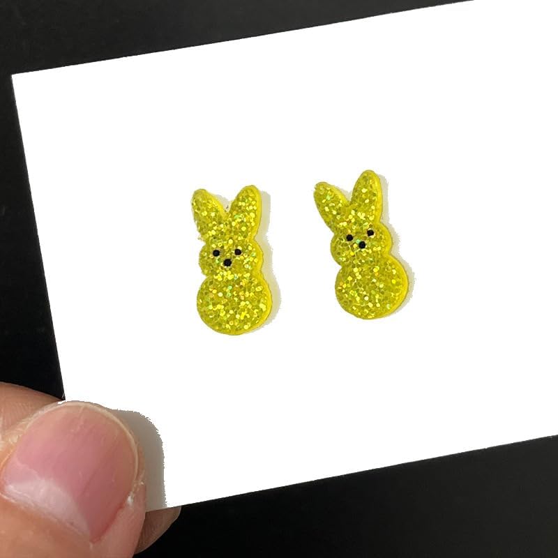 Happy Easter Earrings Set Shinning Rabbit Acrylic Drop Dangle Earrings Set Cute Easter Eggs Bunny Mushroom Resin Stud Earrings Flower Animals Earrings Holiday Party Jewelry Gifts - Image 6