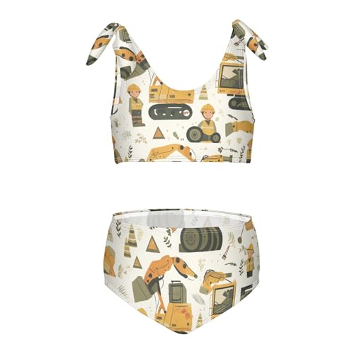 KLL Building People Construction Girl 2 Piece Bikini Sets Scoop Neck Beach Swimsuit Swimsuit