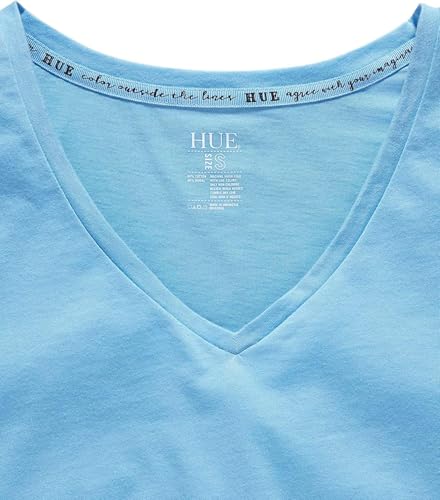 Image of HUE Womens Sleepwell Basic Short Sleeve V-Neck T-Shirt for Lounging Or Sleeping, Made with Temperature Regulating Technology
