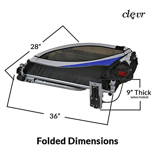 Clevr Deluxe 3-in-1 Double 2 Seat Bicycle Bike Trailer Jogger Stroller for Kids Children | Foldable w/Pivot Front Wheel, Blue - Thumbnail 6