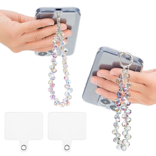 Bracelet de téléphone en perles de cristal pour garder les mains libres en voyage et shopping