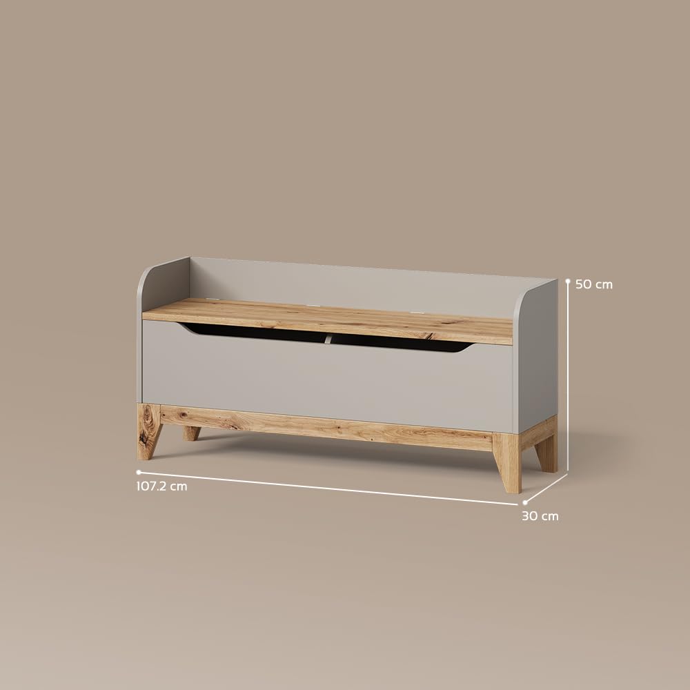 Livinity Cassapanca per giocattoli Malia, Cashmere/Artigianale, 107.2 x 50 cm con sedile a panca