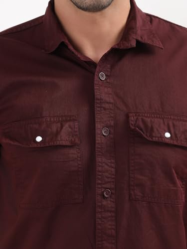 Image of Premium Men Plain Shirt Full Sleeve | Button Down Collar RFD Lightweight Fabric | Regular Fit Casual Wear Shirt with Double Pocket Design